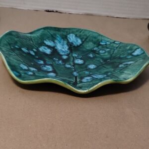 Jessica Tile Works Teal Leaf Ceramic Trinket Dish